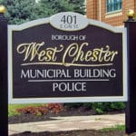 Hand carved township sign with 23-karat gold leaf- West Chester Borough