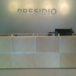 Brushed stainless aluminum letters for the reception wall