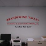 Acrylic dimensional letters for reception sign at Brandywine Valley Heating & Air Conditioning in West Chester, PA