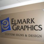 1/4 inch thick dimensional acrylic letters installed in Elmark Sign's reception area in West Chester, Pa