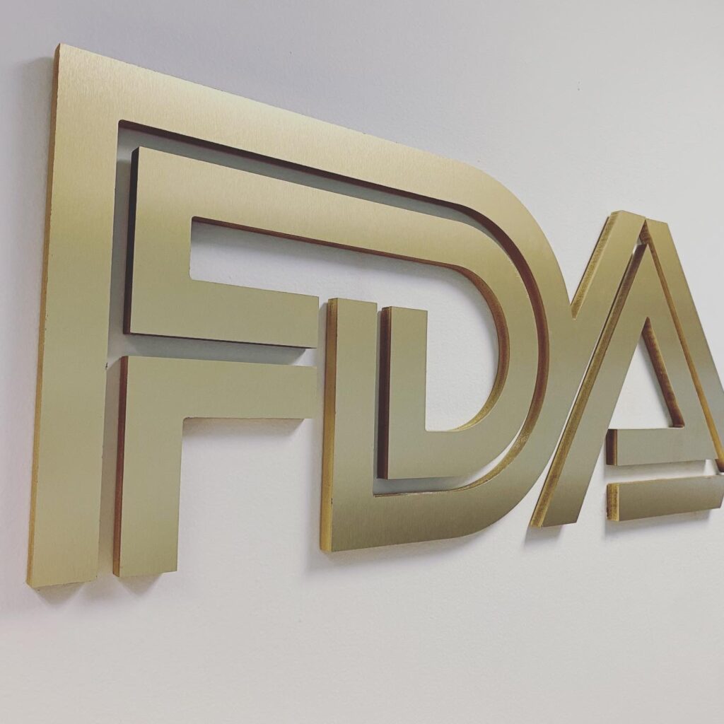 Brushed metal sign letters - FDA