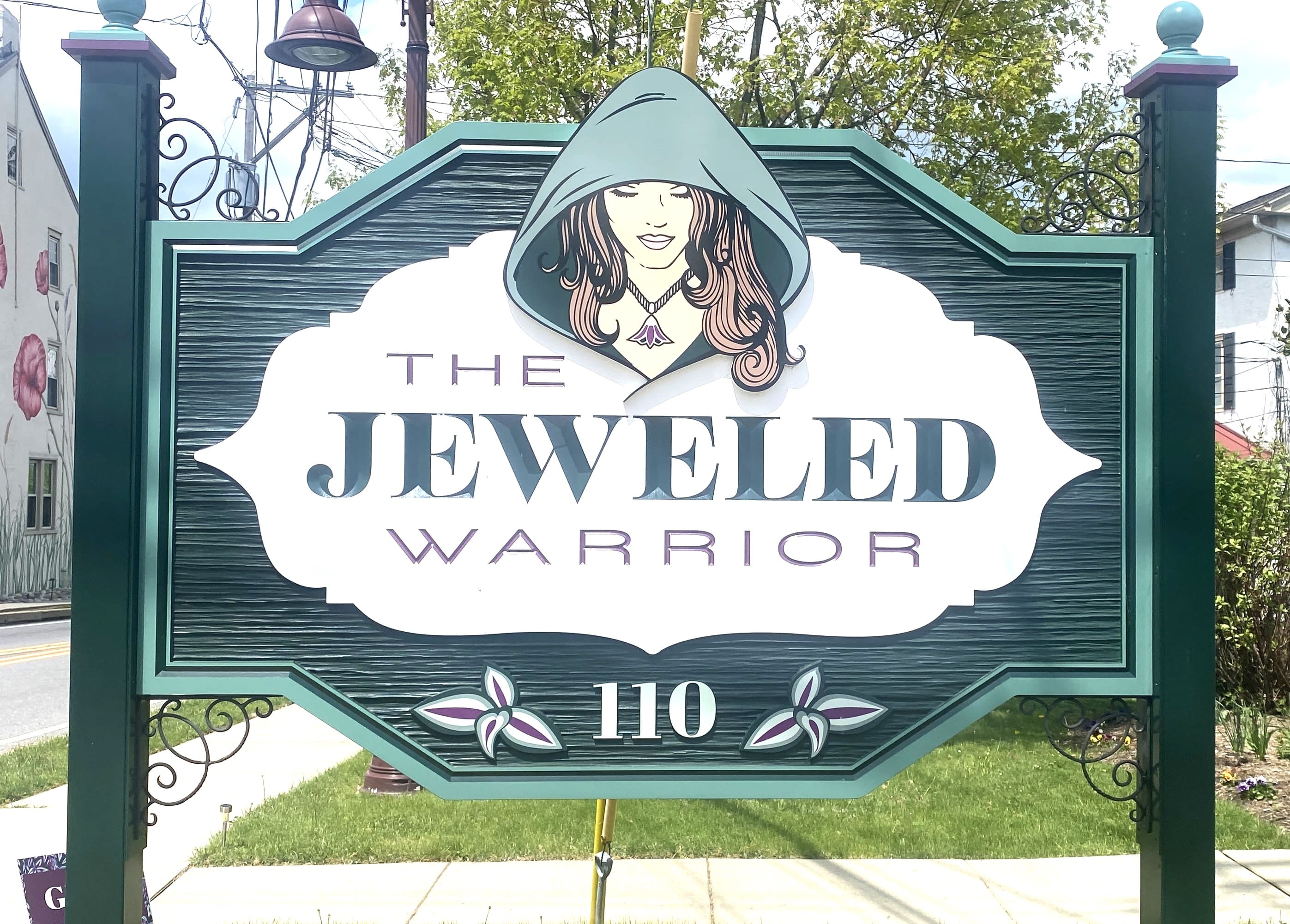 Carved & Sandblasted Sign - Jeweled Warrior