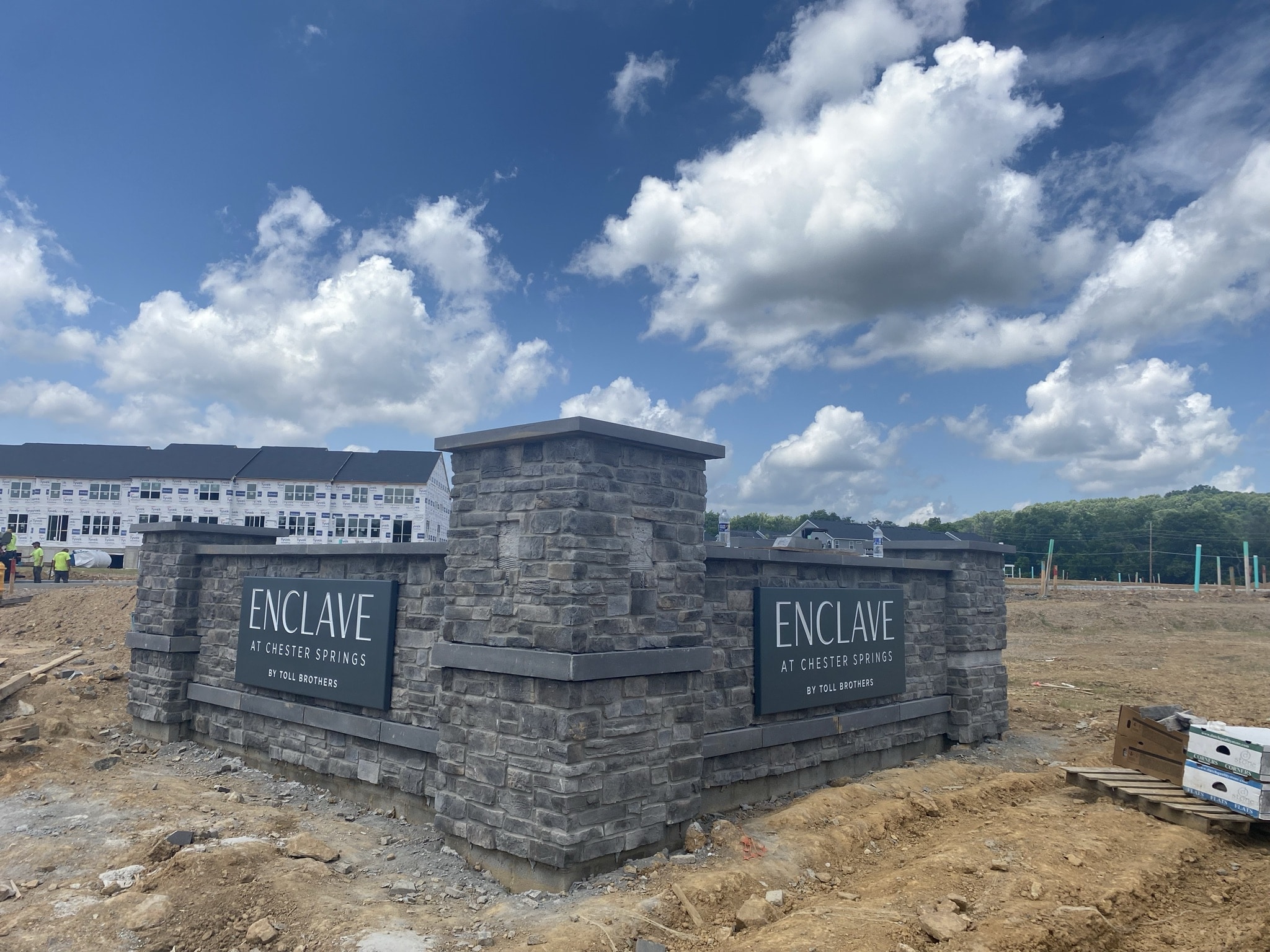 HDU Carved Monument Sign - Enclave at Chester Springs - Toll Brothers