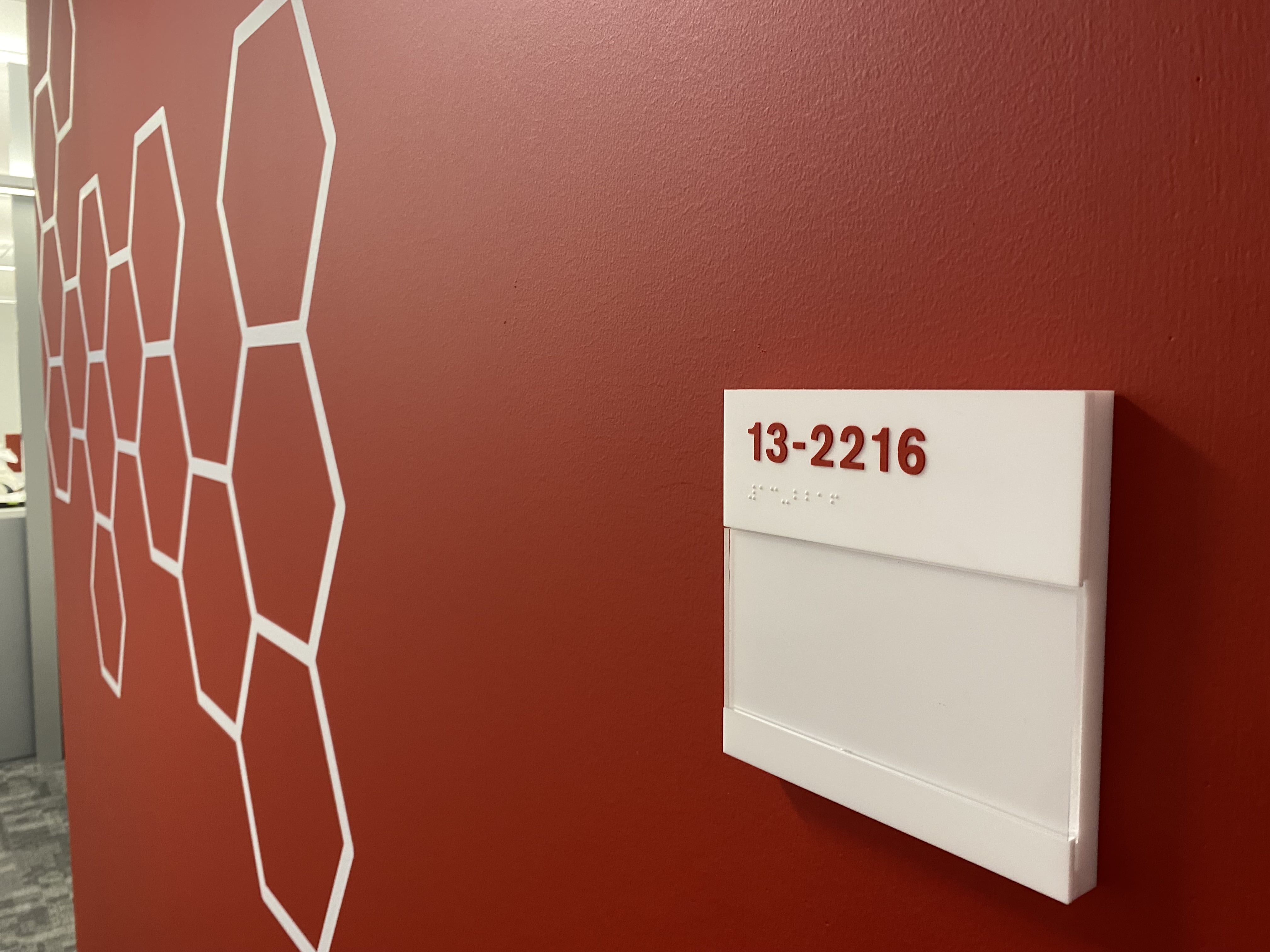 ADA Braille Sign - Red text on white with slider